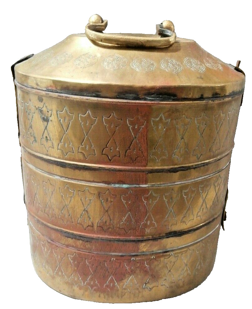Vintage/Antique Brass/Copper Stackable Food Carrier