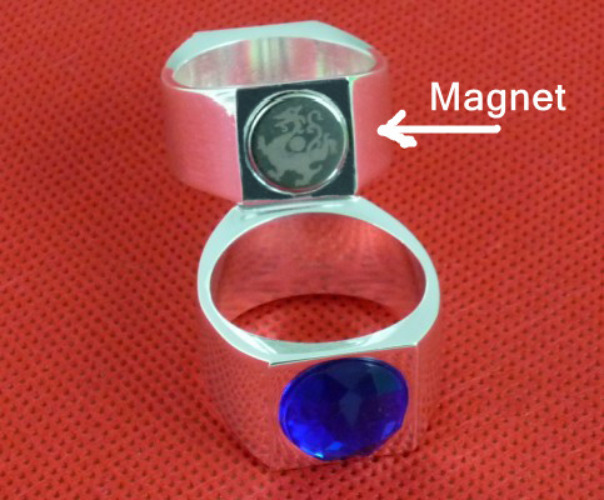 Magnet Ring with Blue Stone Onyx Diamond,Pk Ring,magic Accessory, Size 21mm Dia