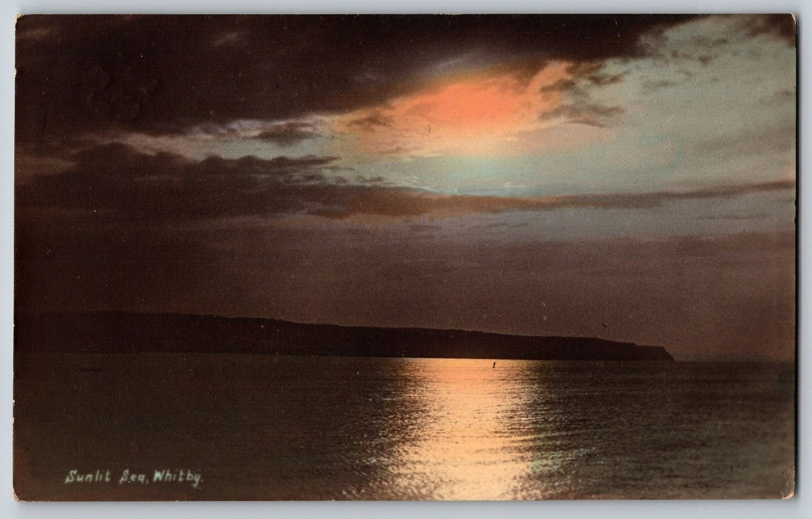 Whitby, North Yorkshire - Colored RPPC Sunlit Sea - Vintage Postcard