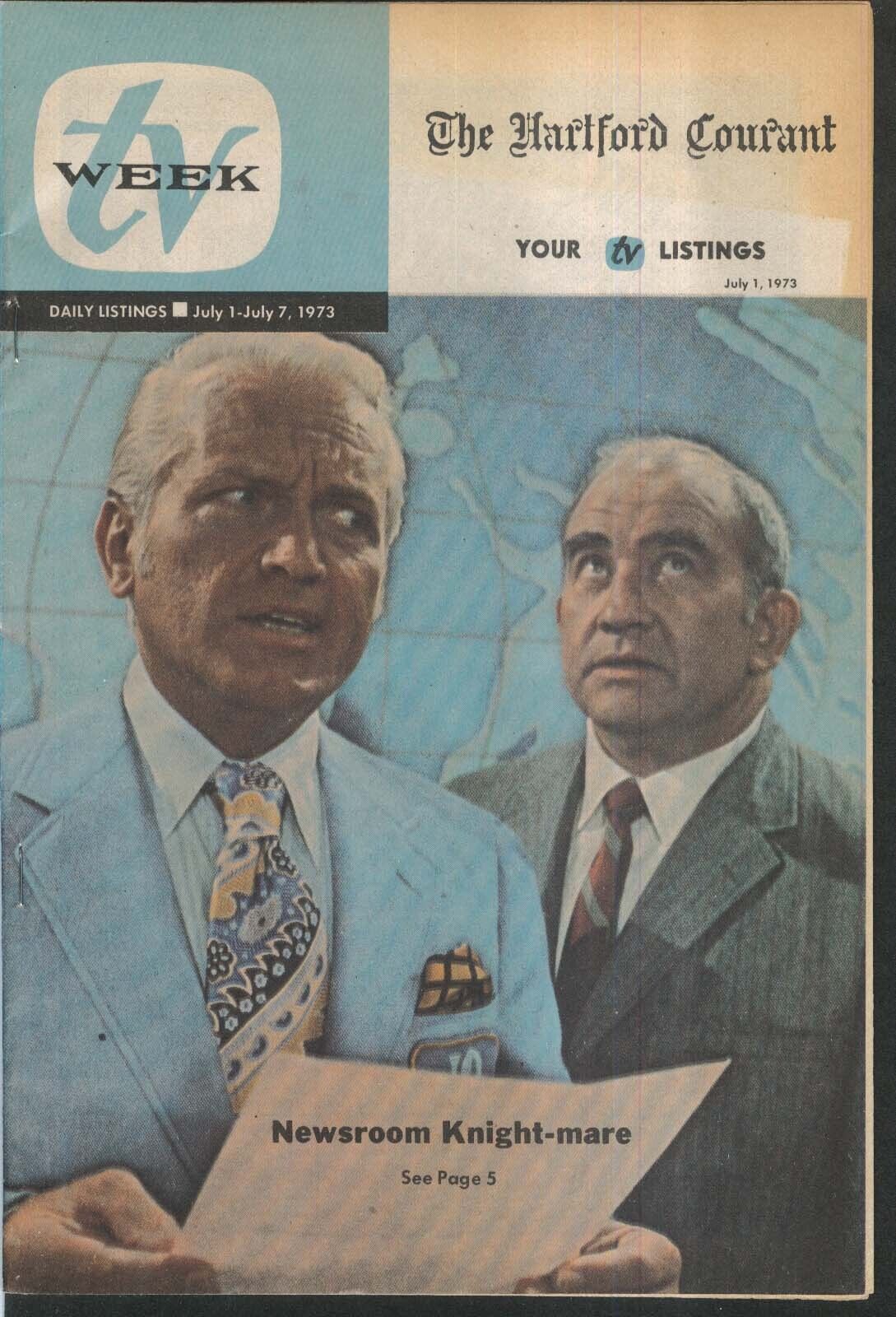 TV WEEK Hartford Courant Ted Knight Edward Asner 7/1 1973