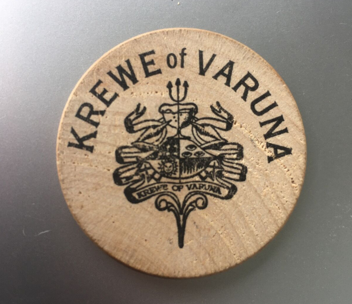 1967 Krewe Of Varuna wooden Mardi Gras Doubloon