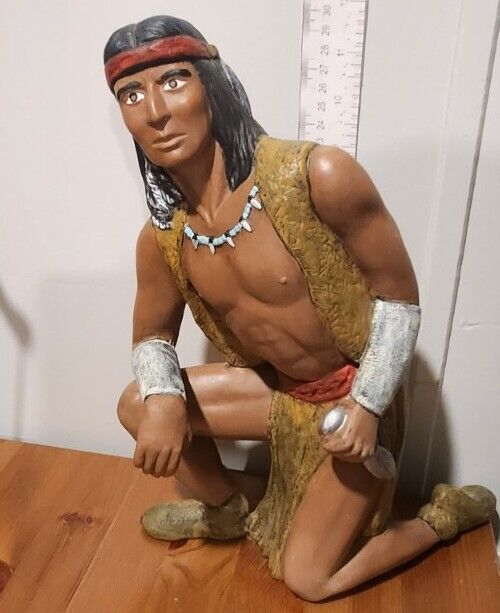 Vintage 1994 Native American Indian Brave Warrior Ceramic Figure May Co Mayco#F1