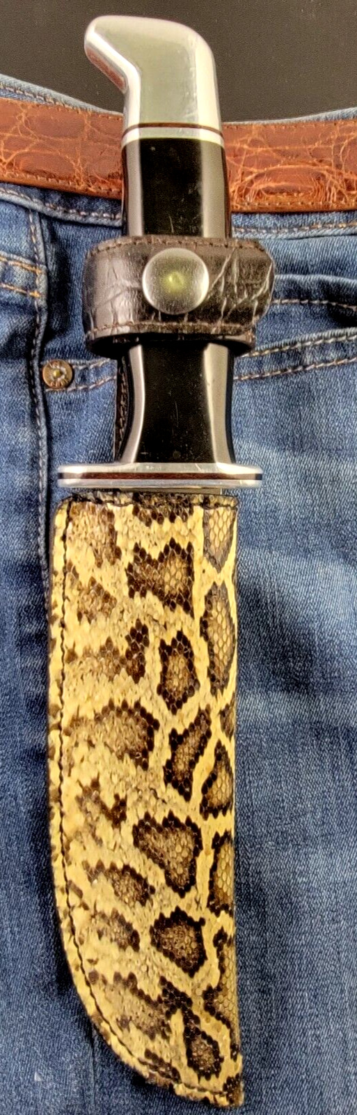 Buck Knives 119 Sheath Right Pull with Authentic PYTHON Skin custom made