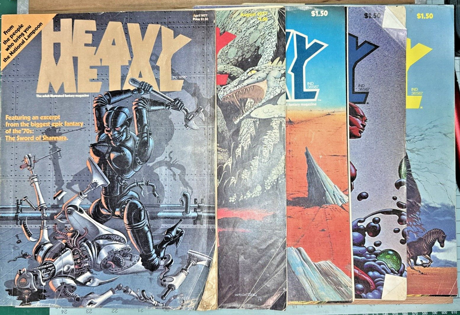 Vtg 70s Heavy Metal Magazine Qty 5 1977 Includes First Issue - READ DESCRIPTION