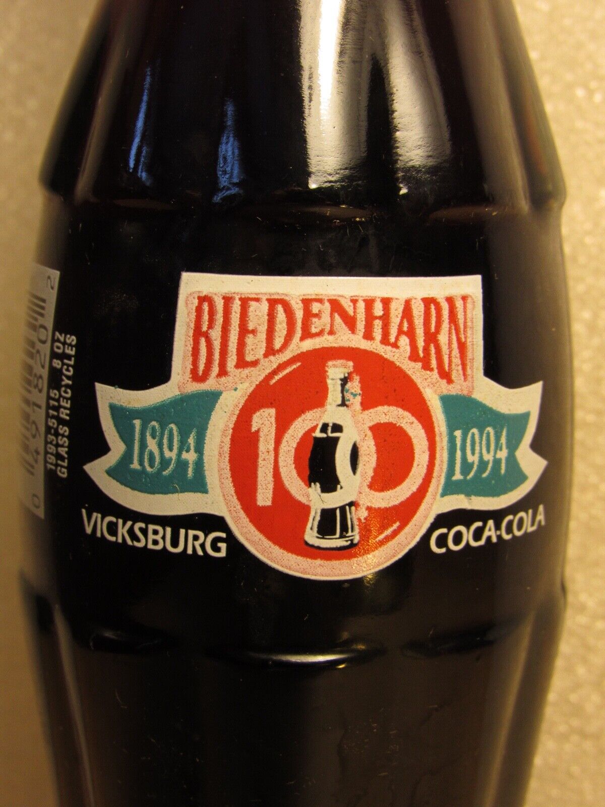 BIEDENHARN 100th Anniversary Vicksburg Coca Cola Bottle