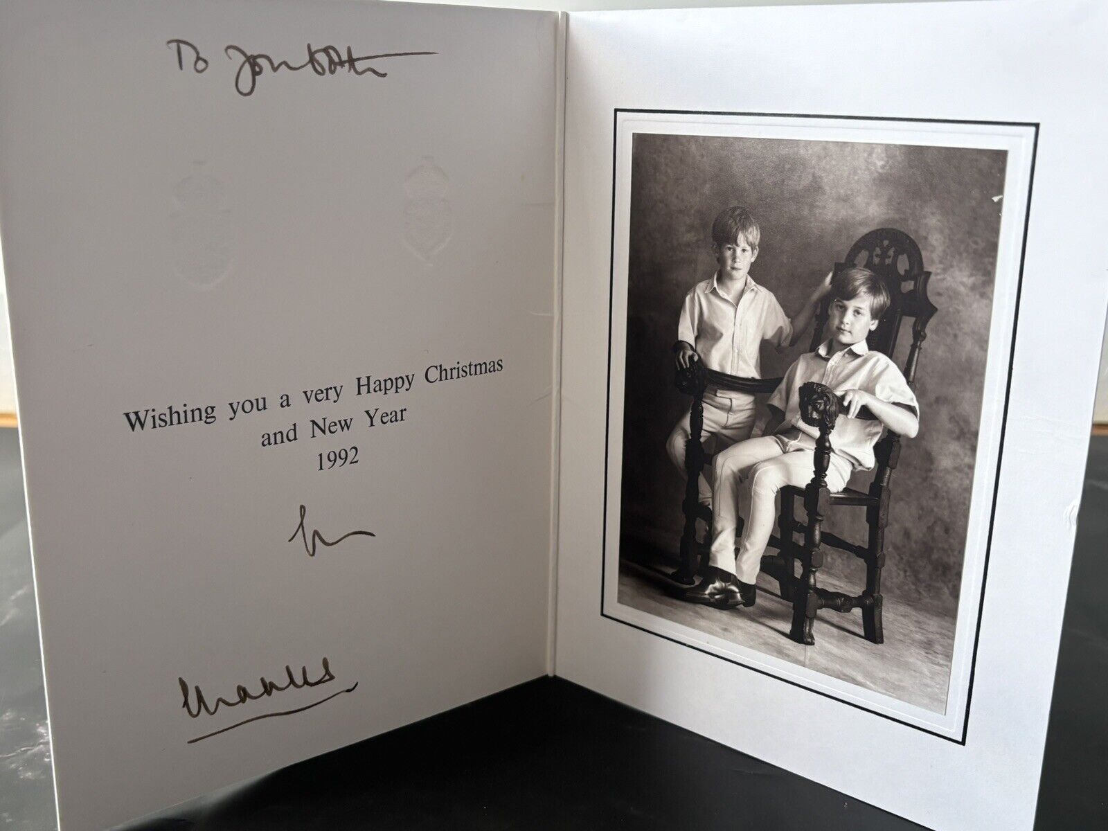 Original Royal Christmas card 1991 - signed by King Charles III