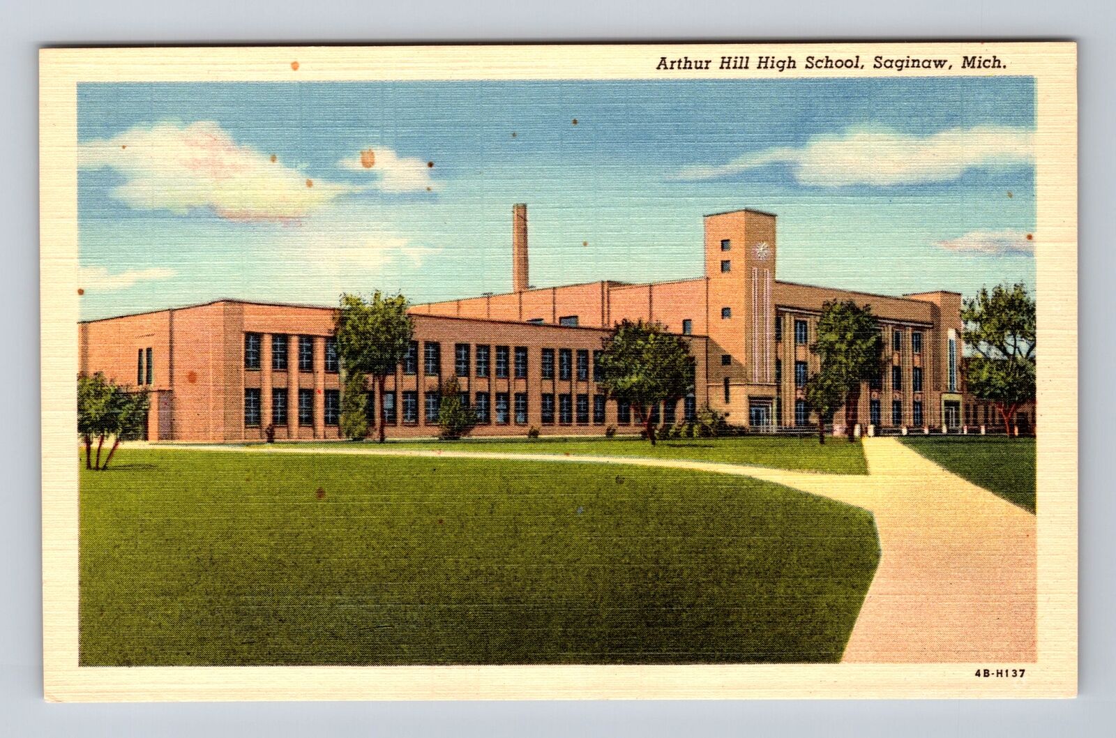 Saginaw MI-Michigan, Arthur Hill High School, Antique Vintage Postcard