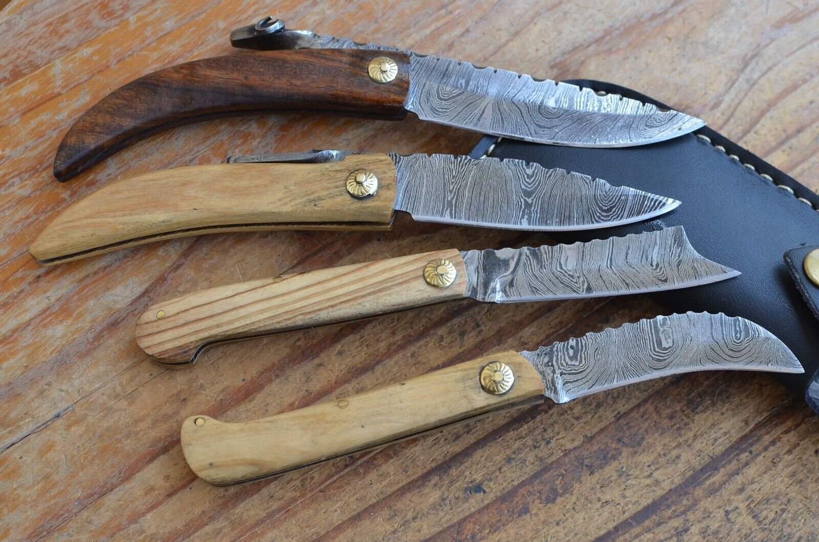 damascus custom made beautiful folding knives From The Eagle Collection M50p24