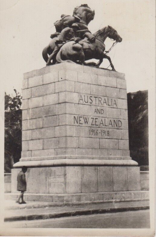 Egypt. Port Said. Australia & New Zealand Monument Statue RPPC Postcard