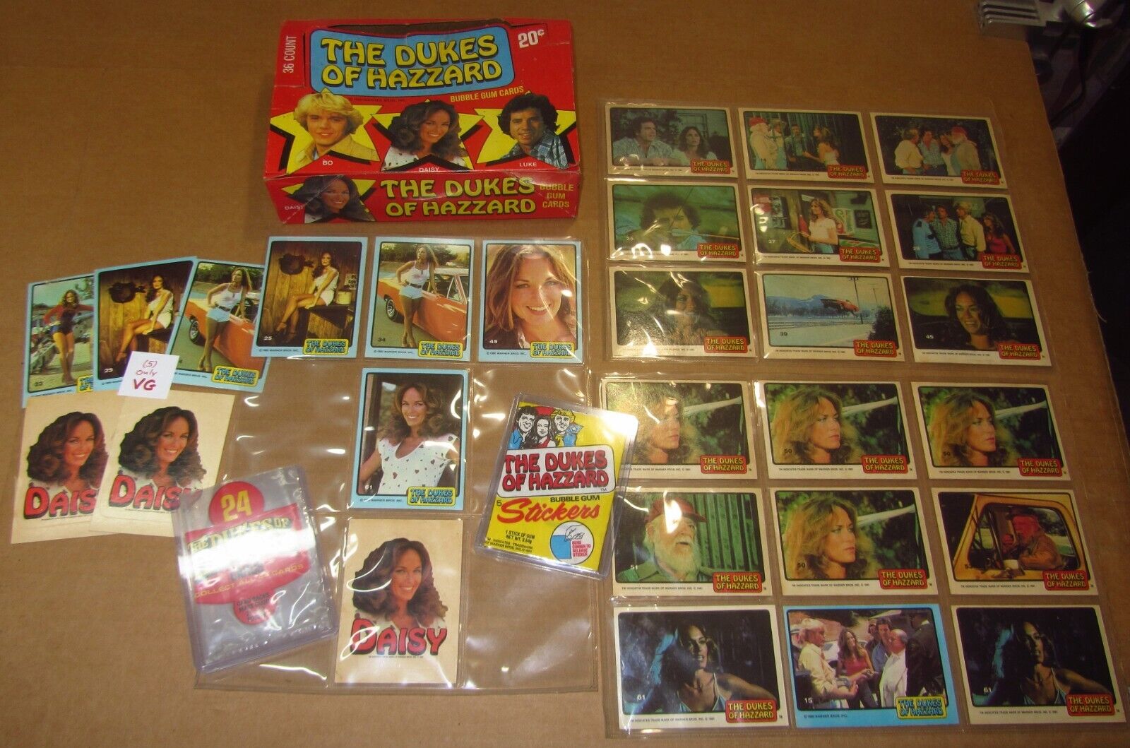 Dukes of Hazzard Trading Card lot, empty box & 2 wrappers...w/Daisy/Barbara Bach