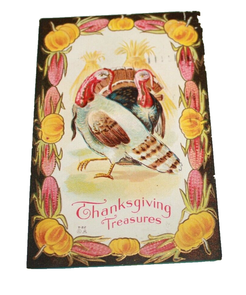 Antique 1915 db embossed Nash Thanksgiving Post Card - Thanksgiving Treasures
