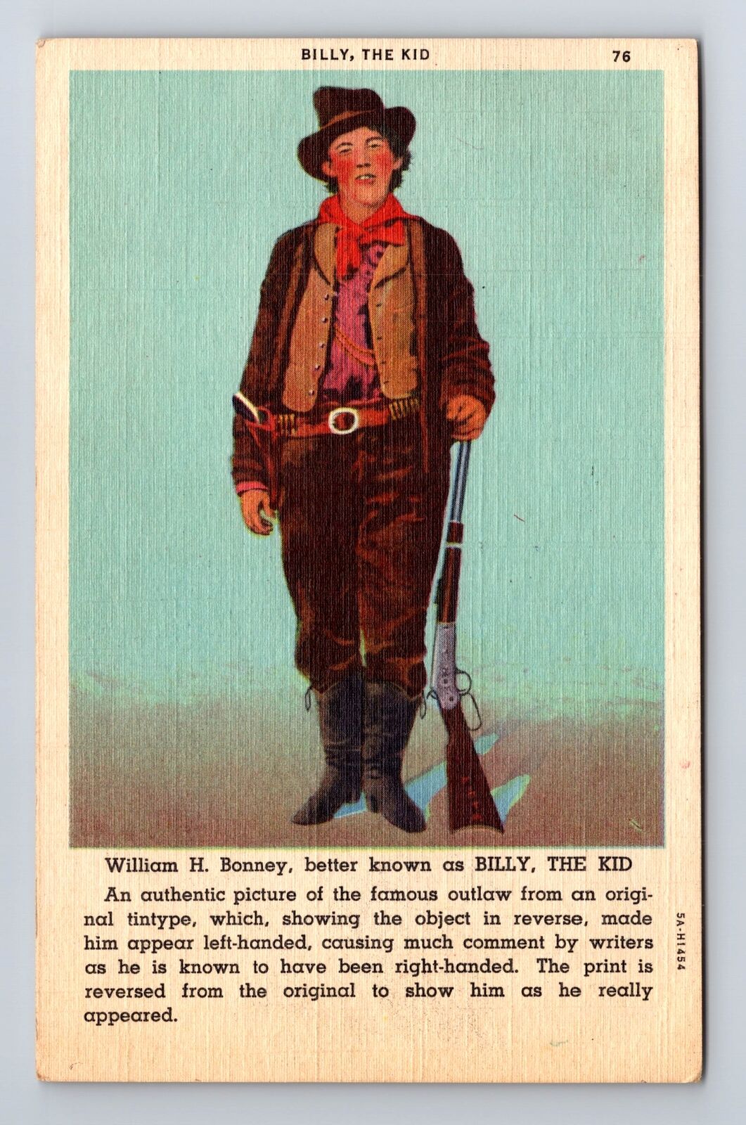 Billy The Kid, Famous Southwestern Outlaw, Antique, Vintage c1950 Postcard