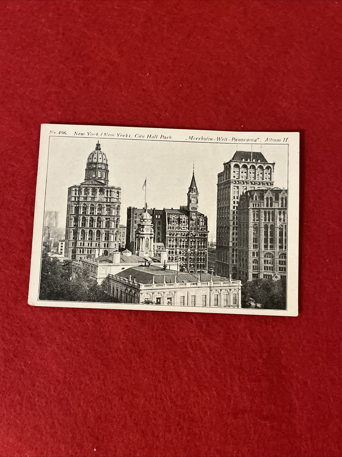 1901 - 1902 Myrrholin NEW YORK CITY HALL PARK  Trade Card Album II #496 G-VG