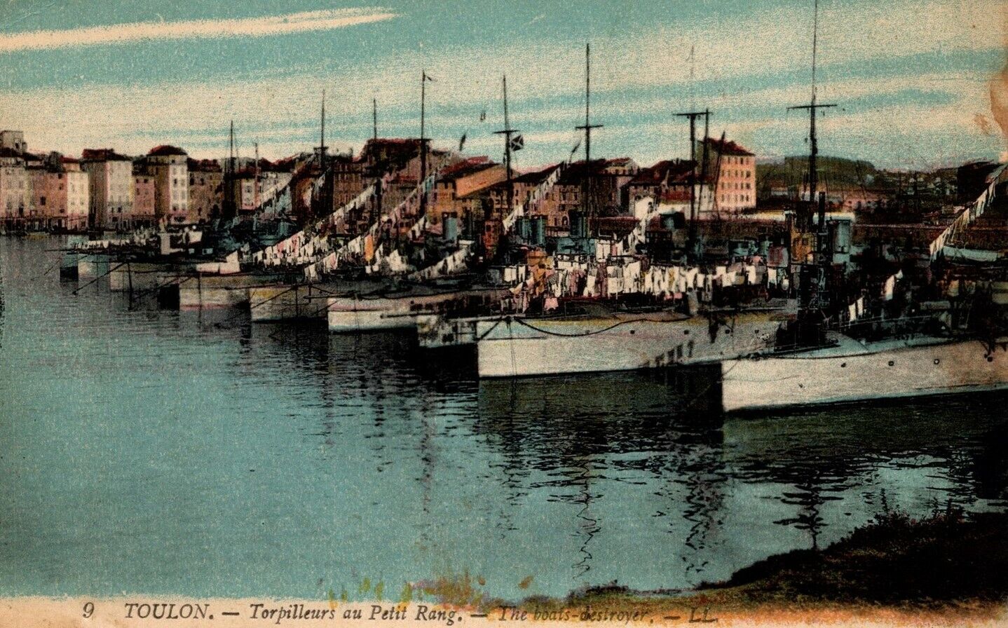 Toulon France Navy Torpedo Boats Destroyers Torpilleurs au Petit Rang Postcard 