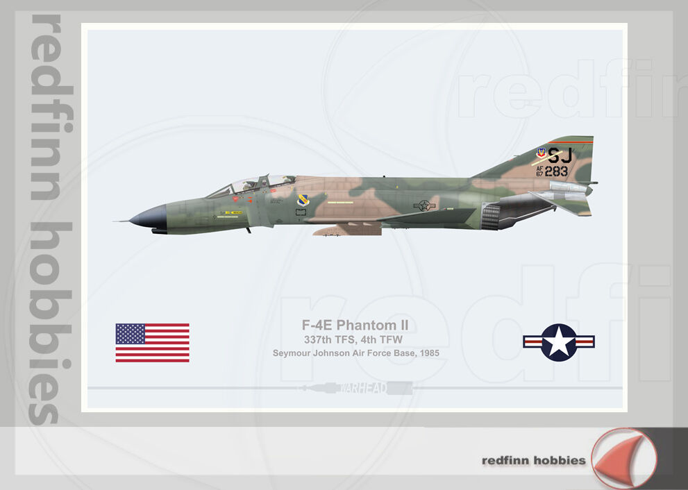Warhead Illustrated F-4E Phantom II 337th TFS Seymour Johnson Aircraft Print