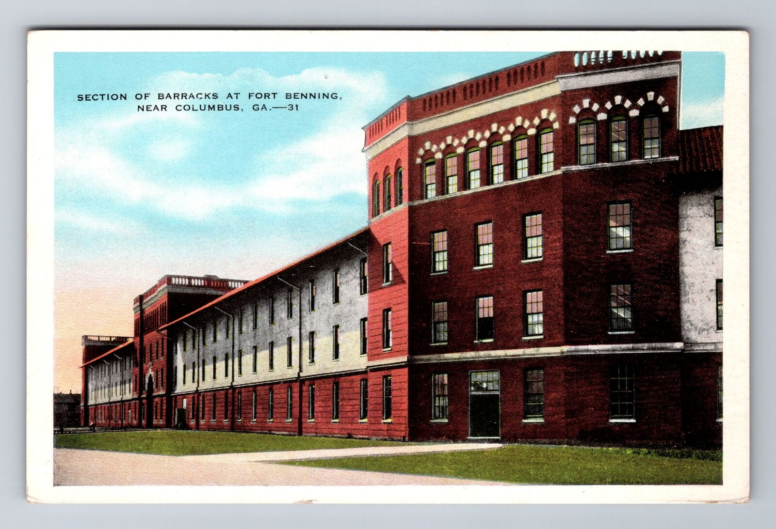Columbus GA-Georgia, Section Of Barracks At Fort Benning, Vintage Postcard