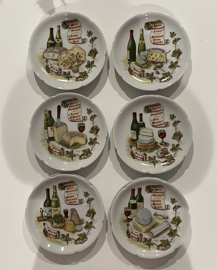 Vintage Rare ROCHARD LIMOGUE French Wine & Cheese Horderve Plates