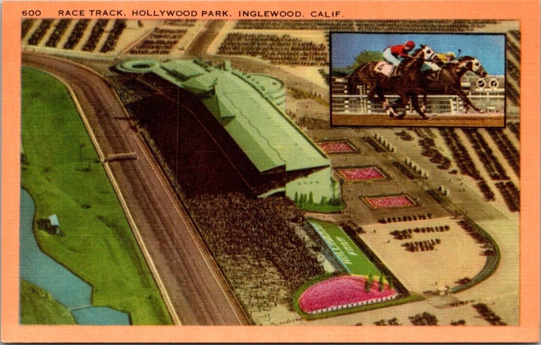 Inglewood CA California Hollywood Park Race Track Vintage Postcard Unposted