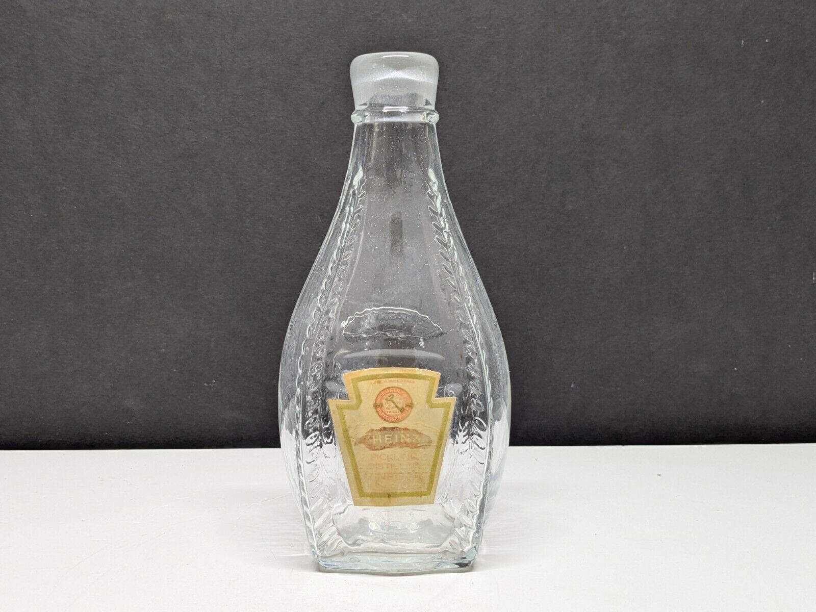 Antique Heinz Vinegar Bottle with Pickle Logo Pittsburg USA