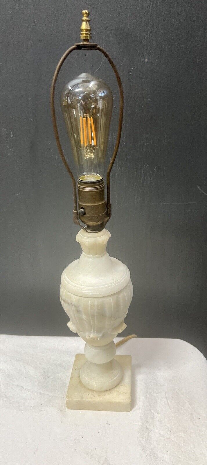 Vintage Antique Italian Marble Alabaster Carved Table Urn Lamp 20 In Signed