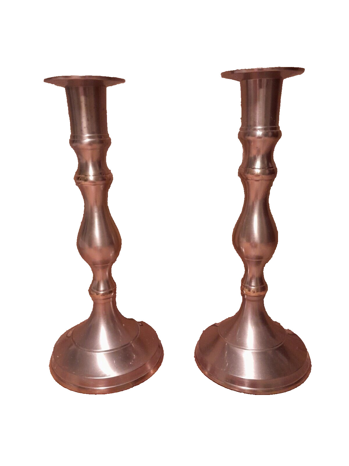 Set of 2 Gatco Solid Brass Candlestick holders - Brass 8in tall Round base