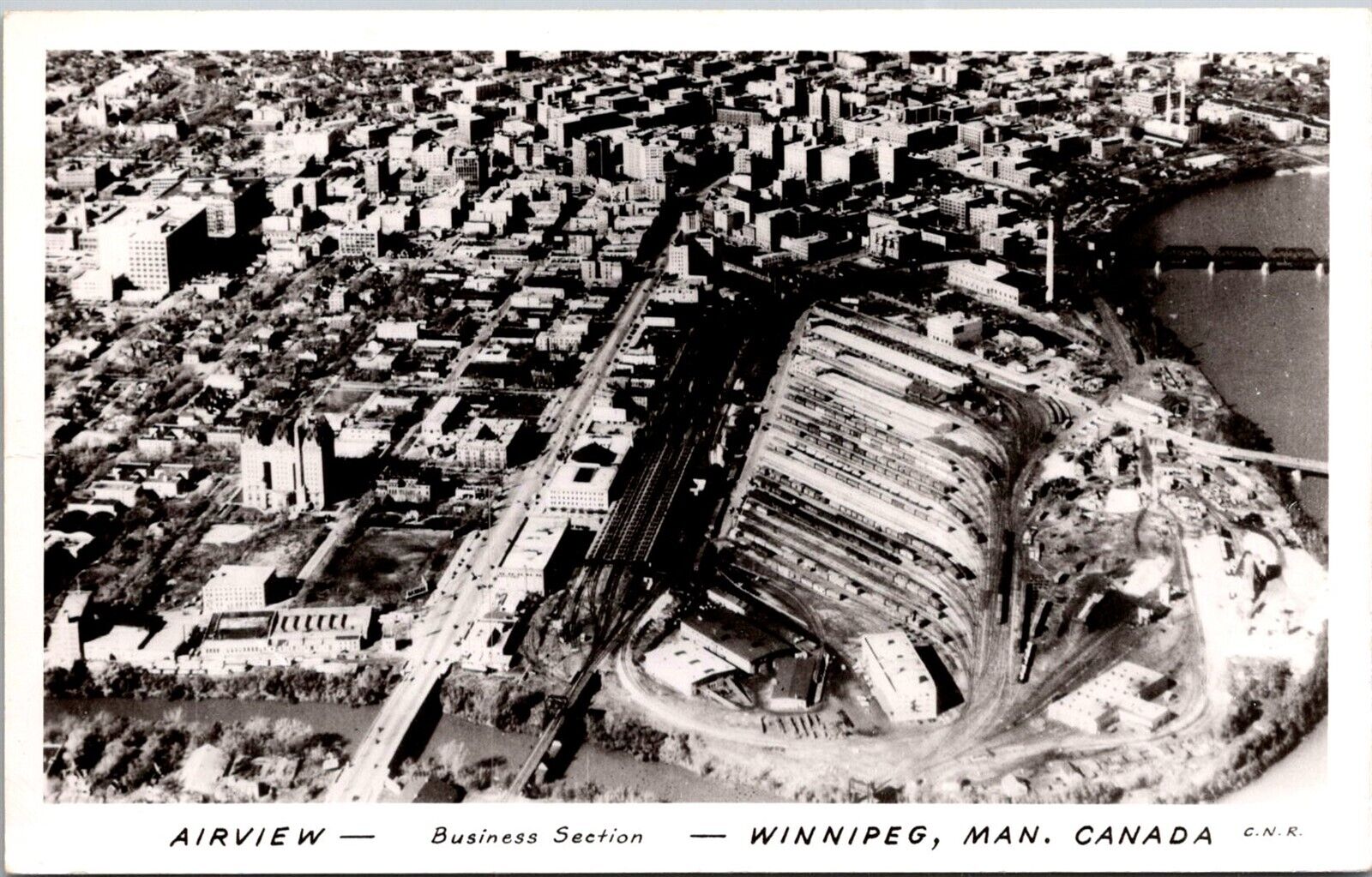 RPPC Aerial View, Business Section, Winnipeg MB Vintage Postcard V61