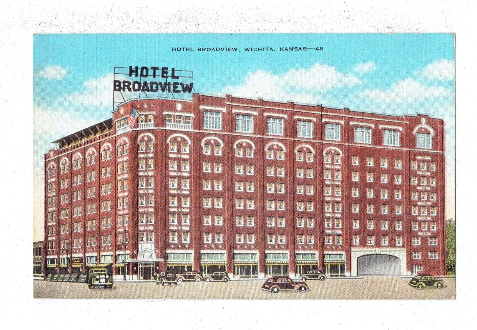 Postcard Vin(2) KS, Wichita Veterans Hosp #49 P 1947, Hotel Broadview 48 UP 263
