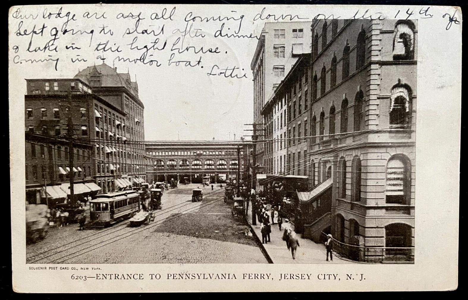 Vintage Postcard 1905 Entrance to Pennsylvania Ferry, Jersey City, New Jersey NJ