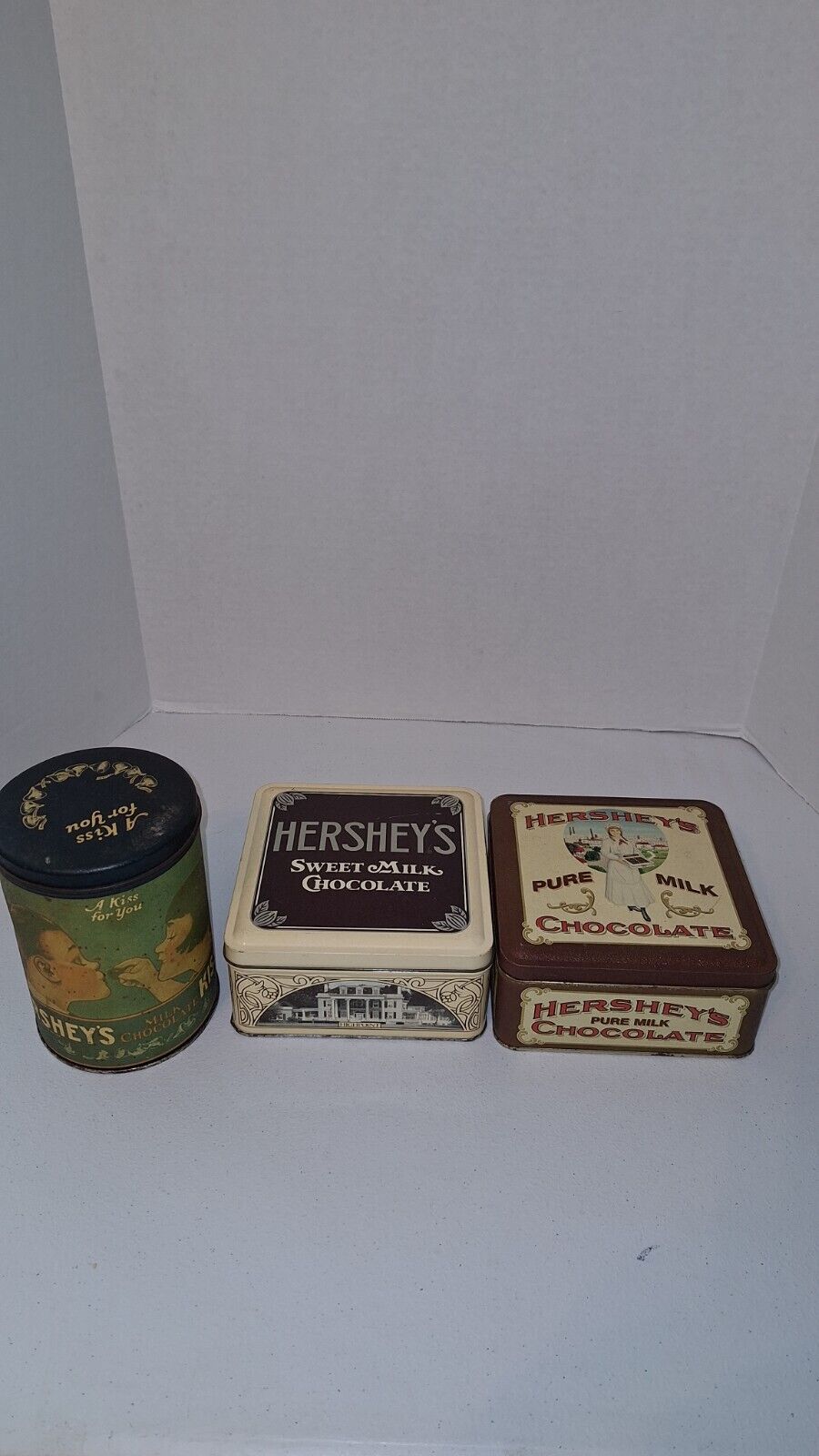 Vintage Hersey Nestle  Chocolate Tins Lot Of 3 Retro Storage Tins 1980, 1990&92