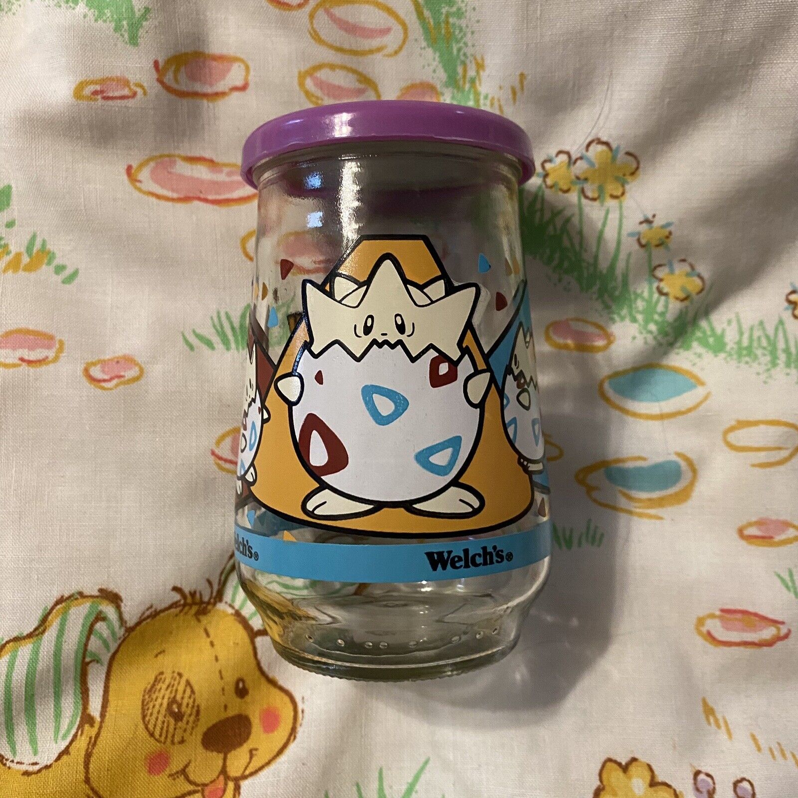 Vintage 1999 Welch’s Pokemon Togepi Glass Jelly Jar #9 WITH LID Nintendo