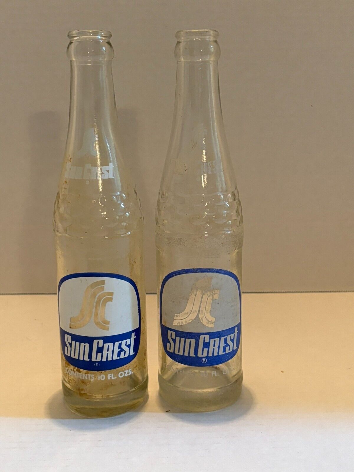 Vintage Lot of 2 Suncrest Clear Soda 10 oz. Bottles
