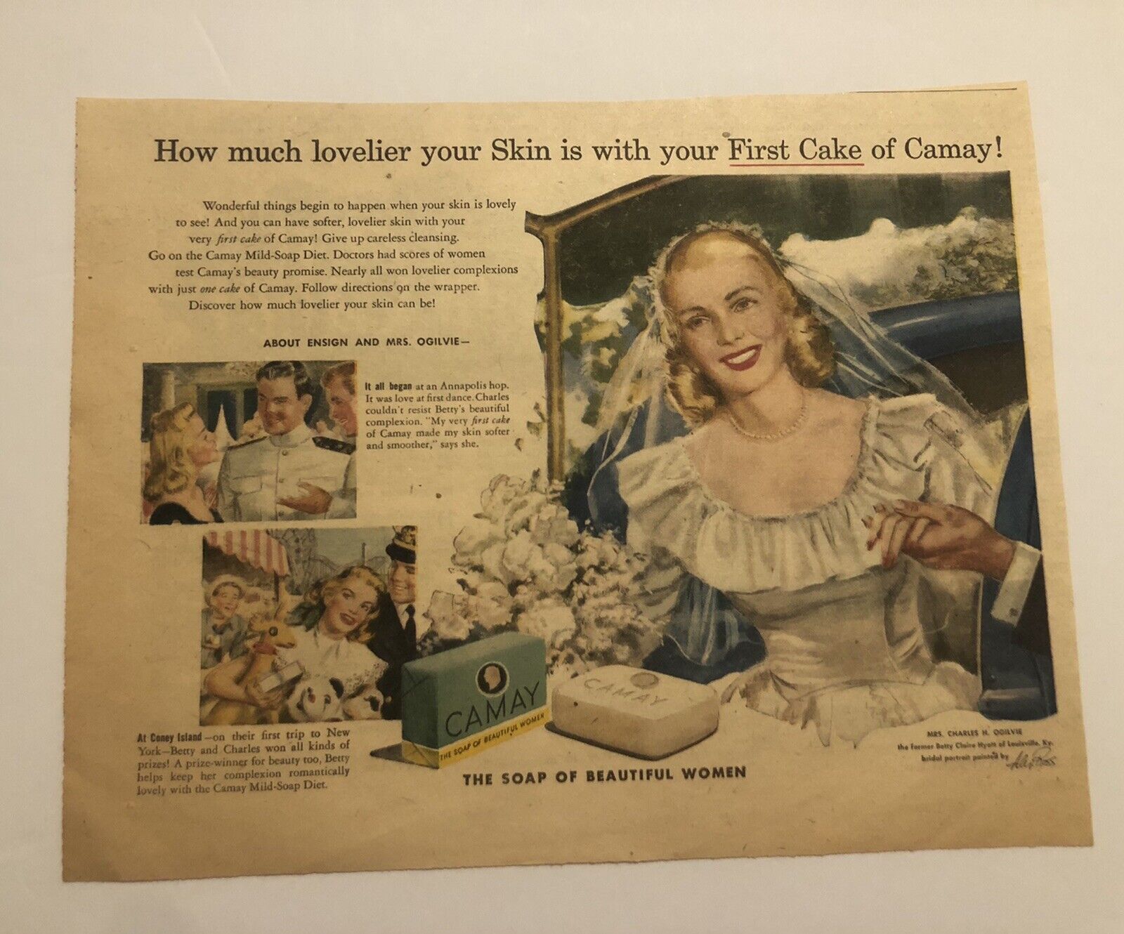 1950’s Camay Soap Bride Magazine Print Ad