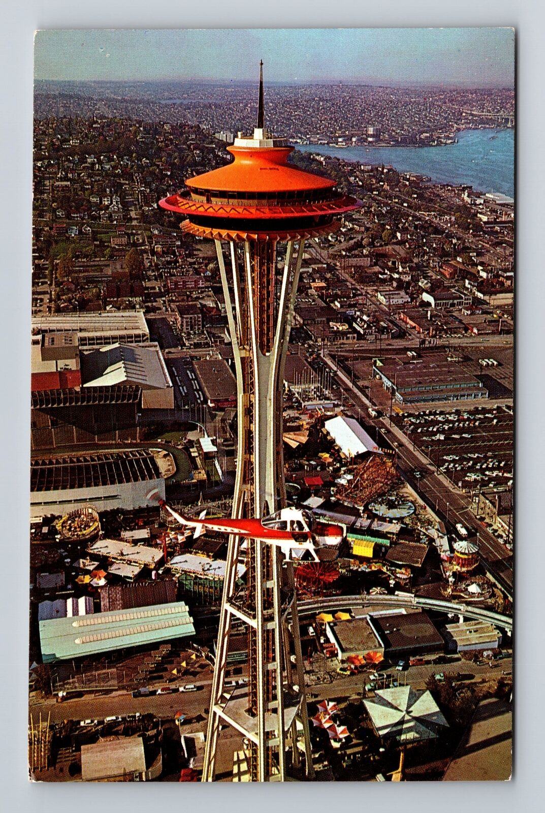Seattle WA-Washington, Aerial Space Needle, Antique, Vintage Postcard