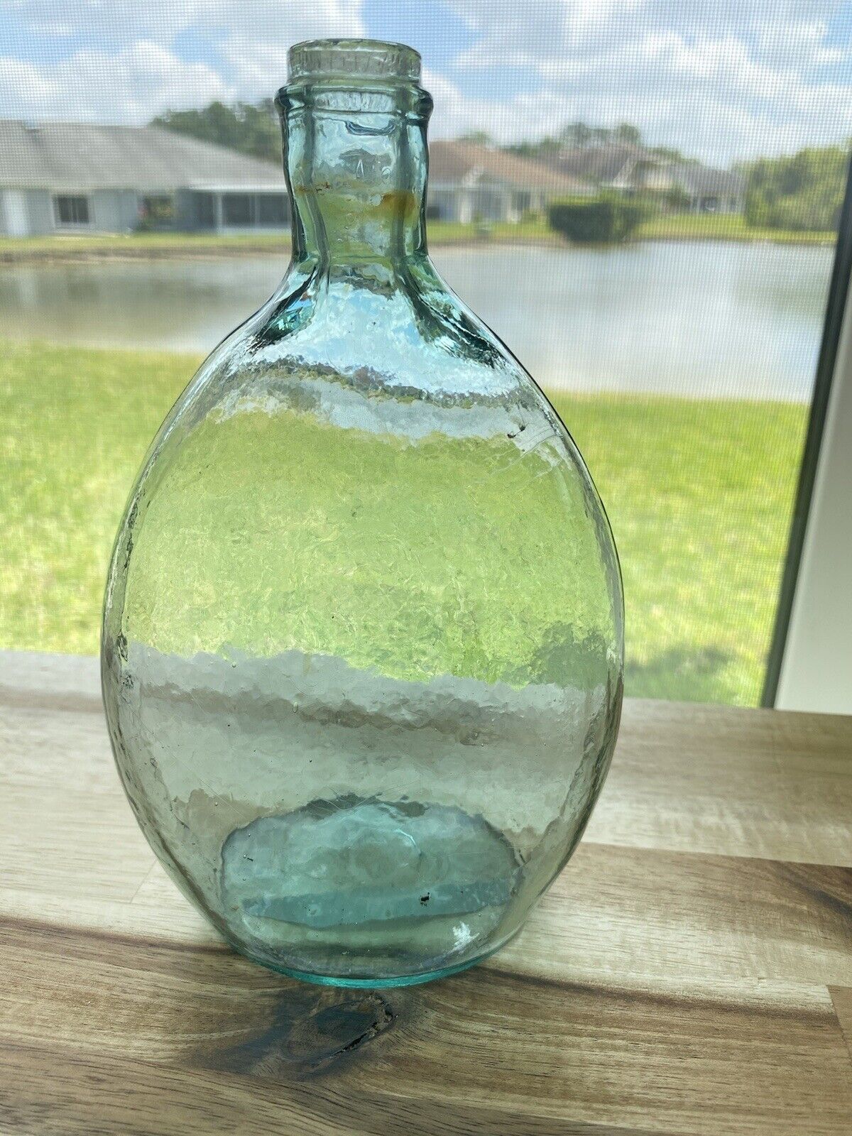 Molded Chestnut Aqua Flask With Odd Top Open Pontil Whittle