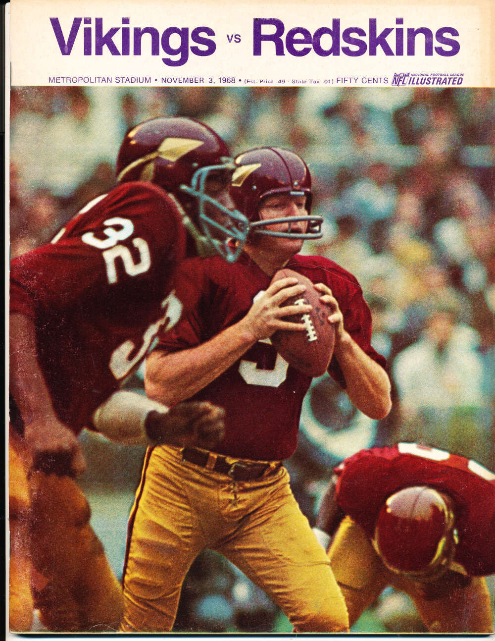 11/3 1968 Minnesota Vikings vs Washington Redskins football program em bx20