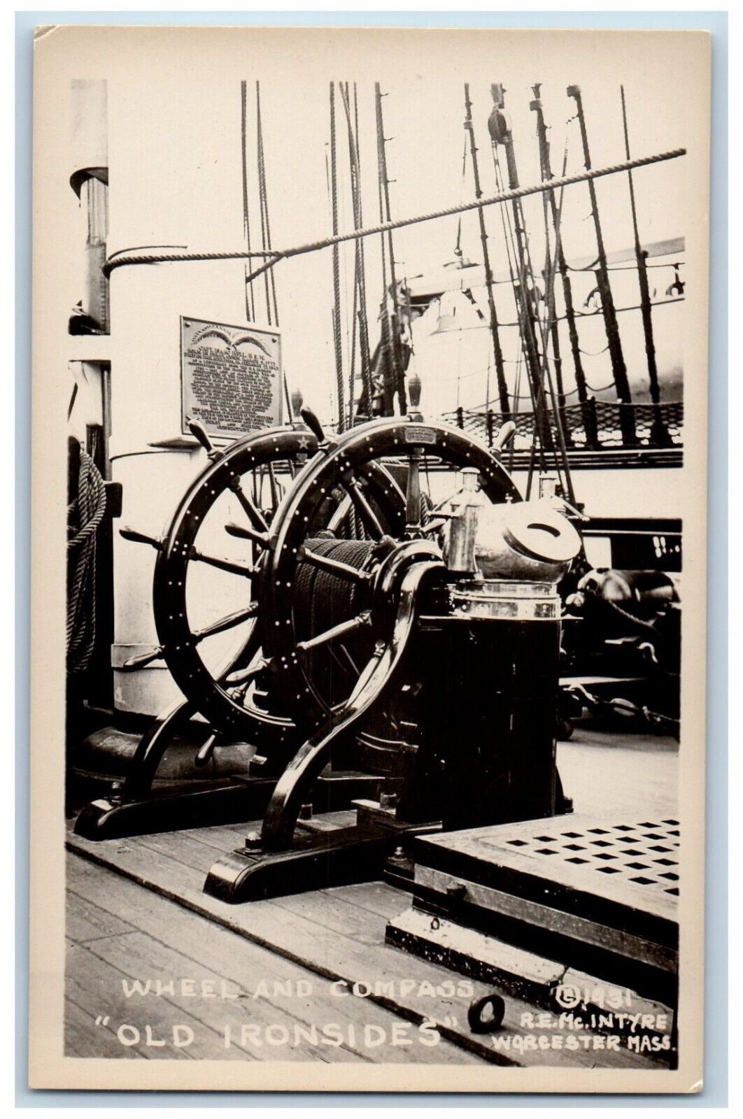Worcester Massachusetts MA Postcard RPPC Photo Wheel And Compass c1910's Antique
