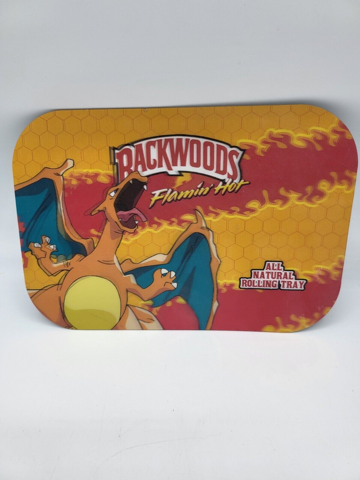 Backwoods Rolling Tray Pokemon Charizard Flamin Hot Metal with Magnetic Lid