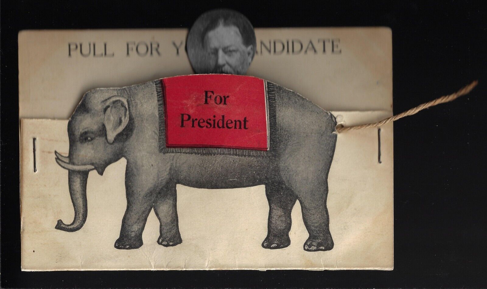 1908 Wm H Taft Pull Tail Mechanical Elephant Pop Up Presidential Campgn Postcard