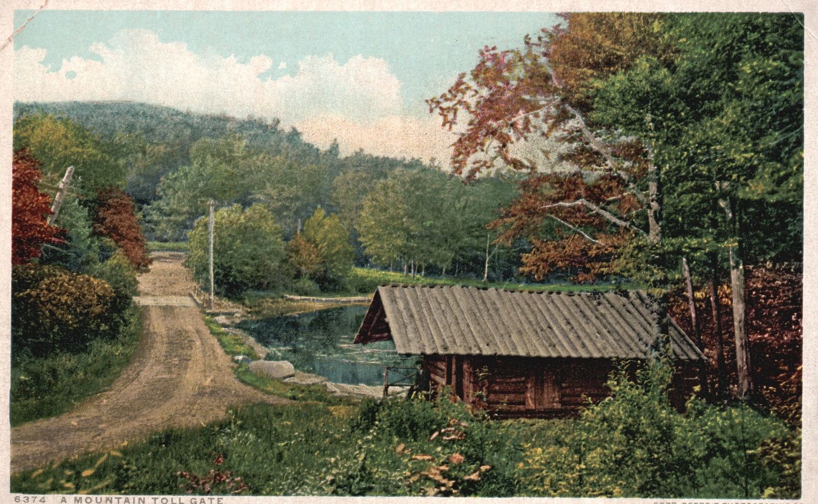 Vintage Postcard Mountain Tollgate Trail Pathway Through The Woods Lake Cabin