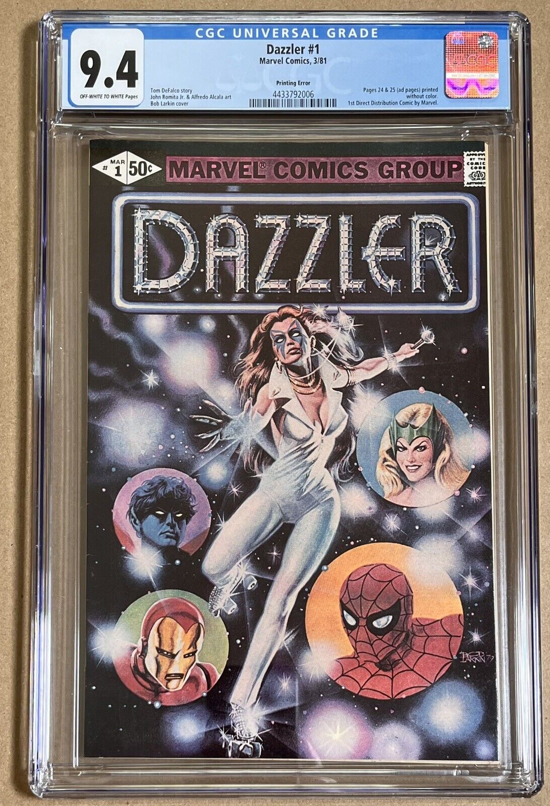Dazzler #1 1981 Marvel Comics CGC 9.4 Rarer Print Error 1st Dazzler Series