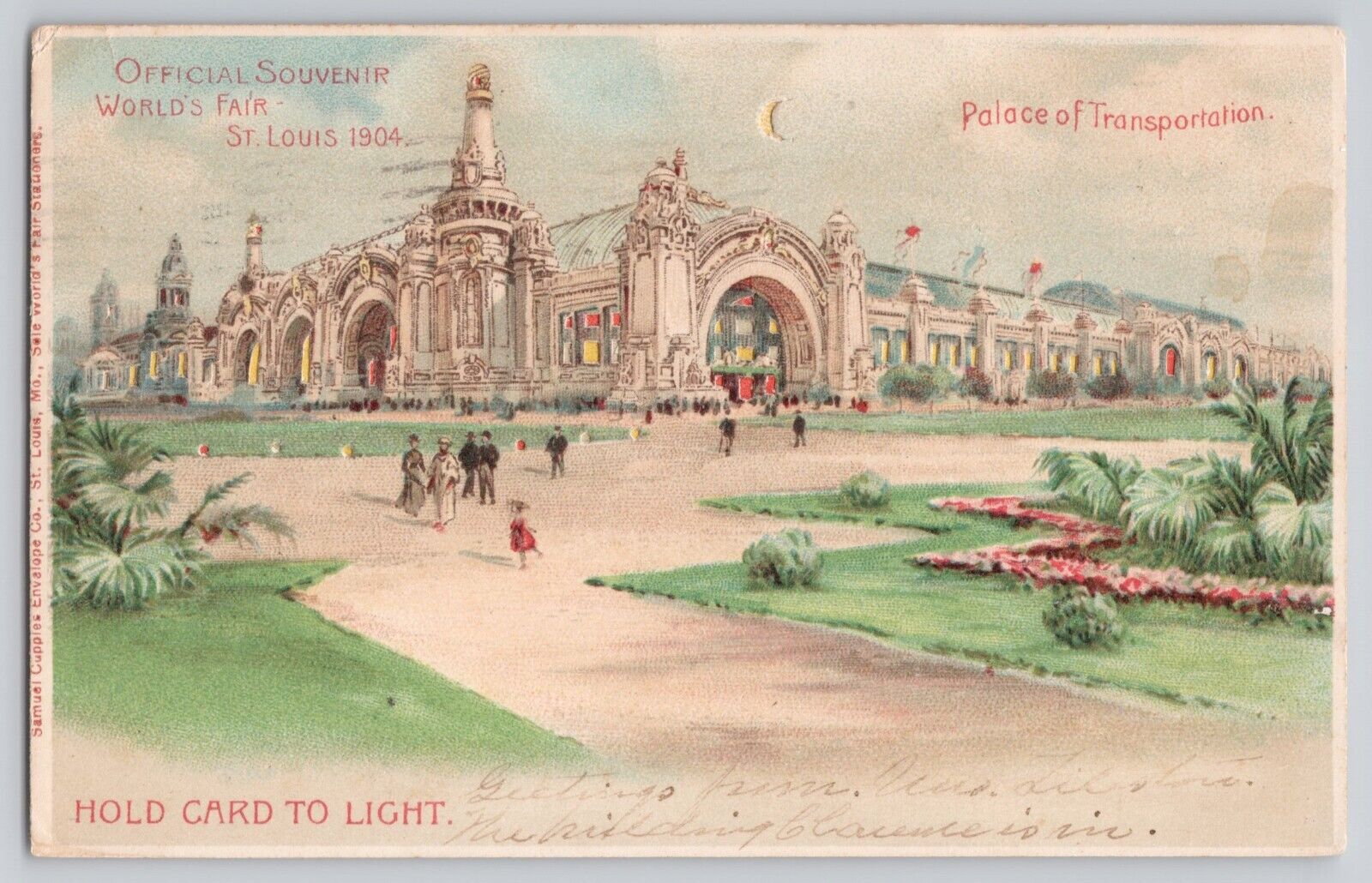 Hold To Light Postcard HTL Palace of Transportation WORLD'S FAiR ST. LOUIS 1904