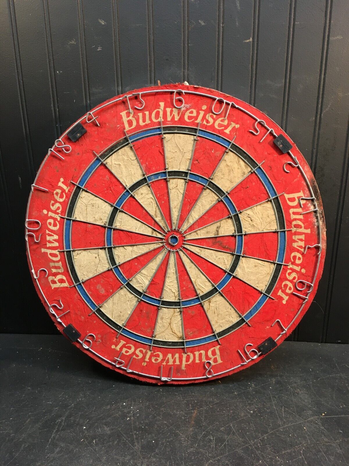 Vintage Cork Budweiser Dart Board 18in Mid Century single Sided