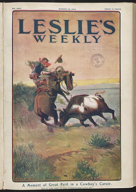 A moment of great peril in a cowboy\'s career / C.M. Russell ; H. Block.