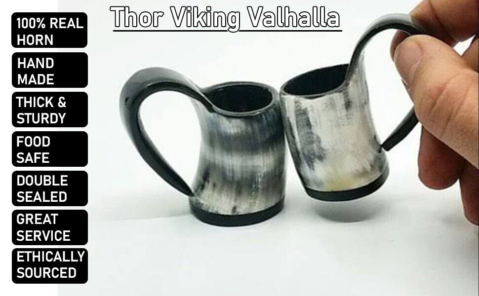 Thor Viking Valhalla Handcrafted 3 Inch(Handle to Bottom) Small Horn Shot Mug