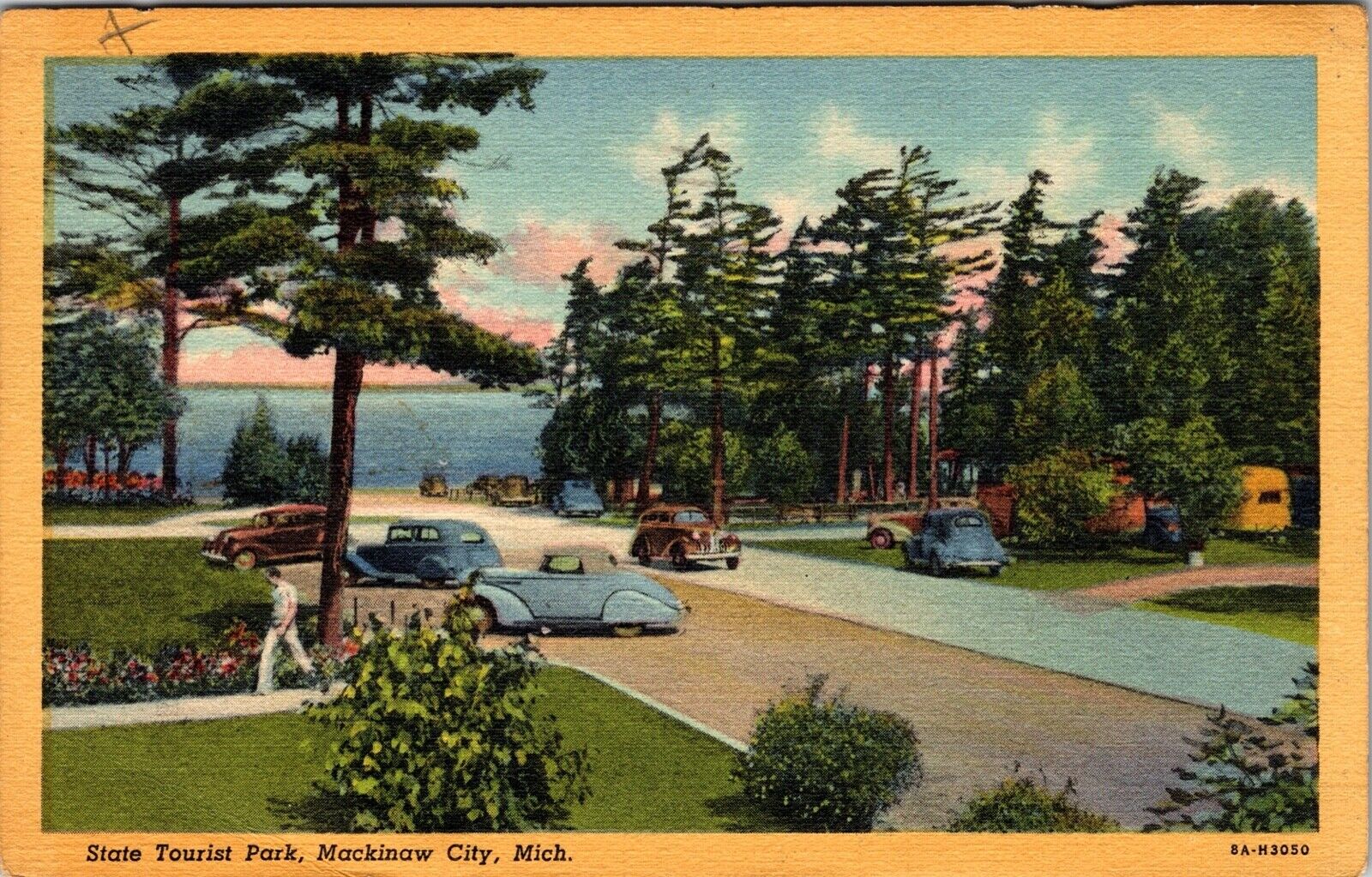 1949 State Tourist Park Mackinaw Island Michigan Vintage Postcard