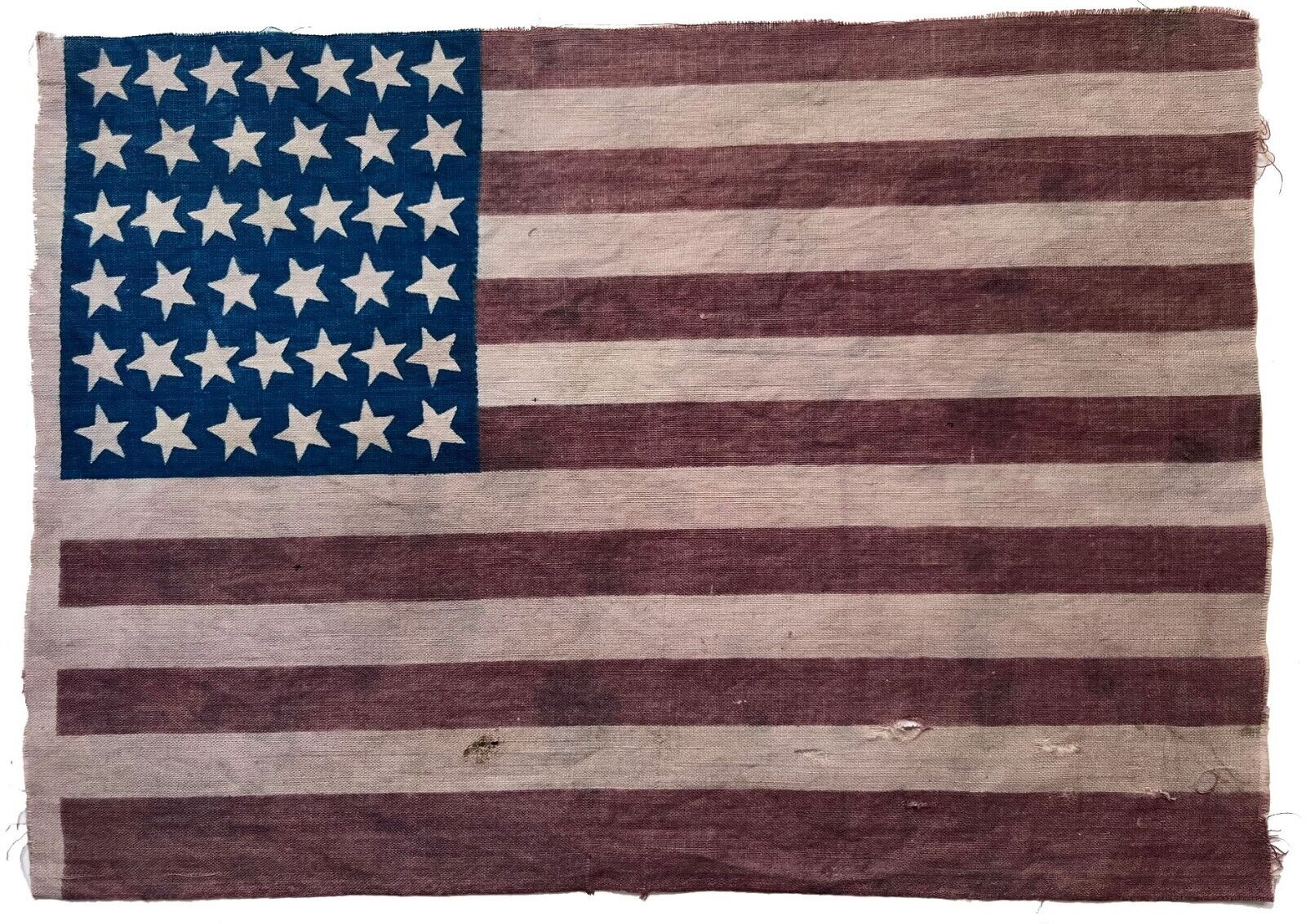 Circa 1889 ANTIQUE 39 Star American Parade Flag Folk Art Primitive AAFA