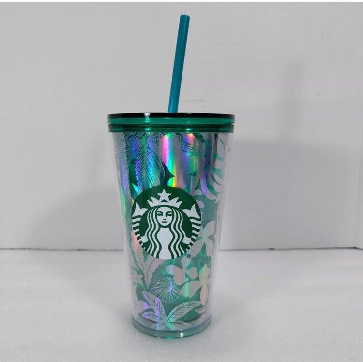 Starbucks 2022 Summer Iridescent Forest Dreamscape Leaves Tumbler 16oz Cold Cup