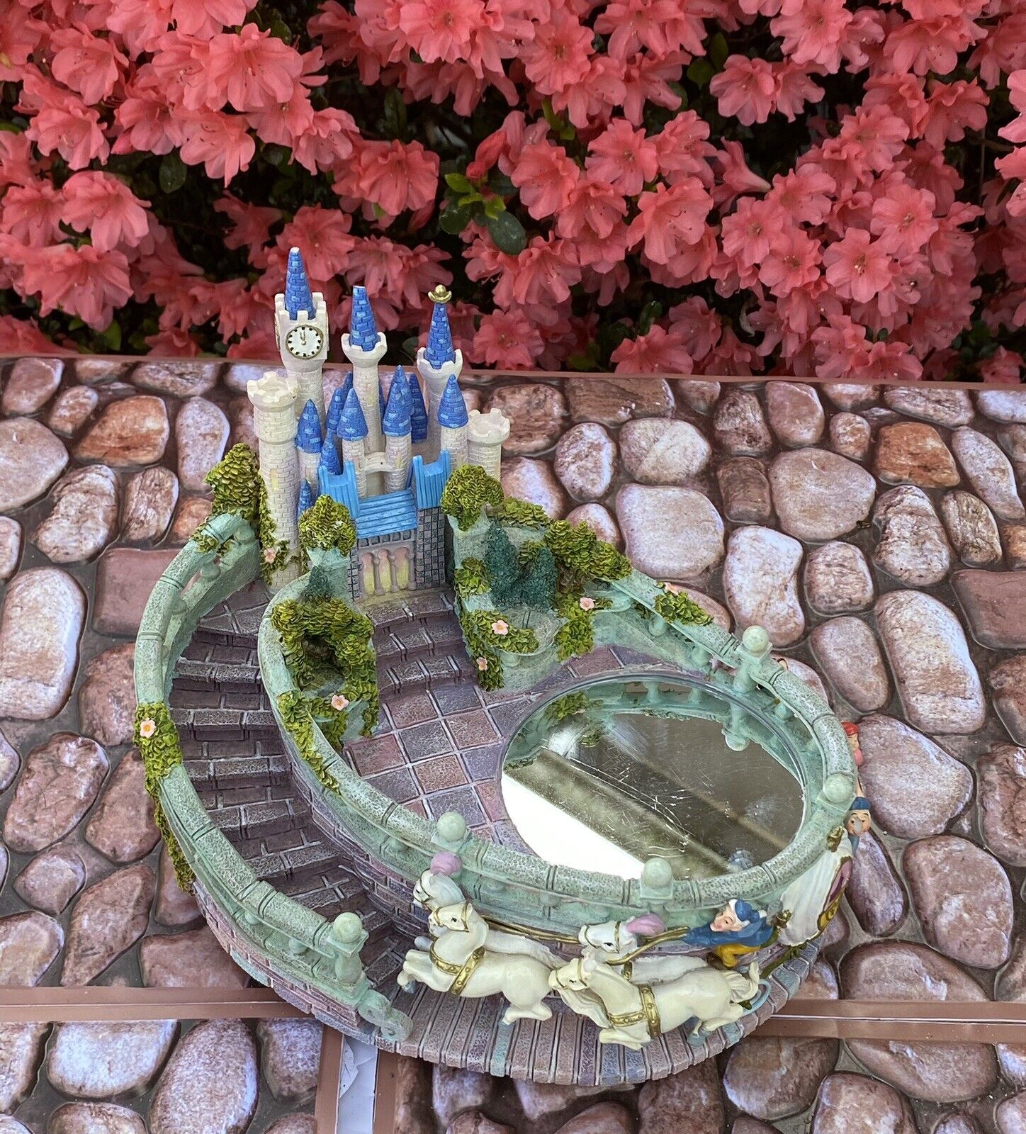 Vintage Disney Dancing Cinderella & Prince Charming Animated Castle Music Box