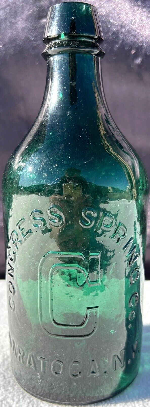 Circa 1865 Congress Spring Co Saratoga NY Congress Water Emerald Green Bottle