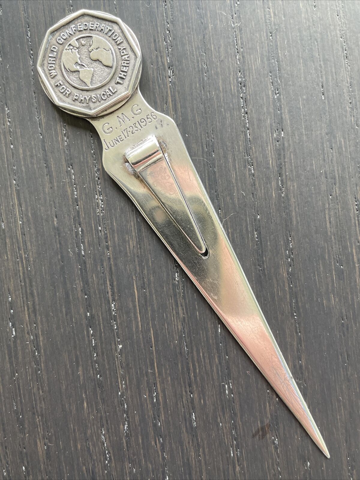 Extremely Rare Physical Therapist’s Silver Bookmark - 1956 World Confederation